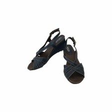 Sandalo donna con tacco alto 37 Vintage blu per signora con zeppa Vitulli moda