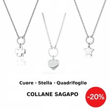 Sagapo Collana Donna Acciaio Cuore Stella Quadrifoglio Girocollo Catenina