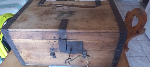 Baule antico legno con - baule, in
