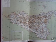 SICILIA_BELLA CARTA GEOGRAFICA DELL'800_LITO A COLORI_INTERESSANTE_DA COLLEZIONE