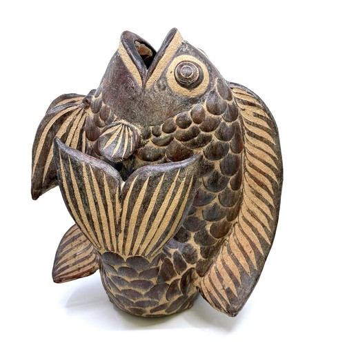 Vaso scultura pesce koi alto