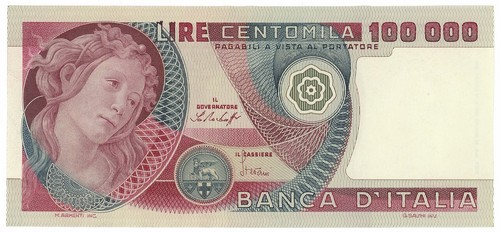 100000 lire banca italia - lire, d'italia