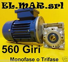 Motoriduttore 560 Giri HP 0,25 Riduttore di giri Motore Monofase Trifase Kw 0,18
