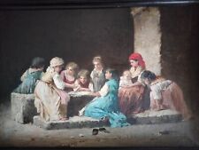 Pasquale Ruggiero Olio tela Dipinto Quadro Antico XIX Secolo Napoli Napoletano