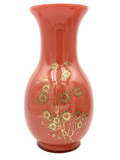 MURANO GLASS VASO VETRO INCAMICIATO   37 CM - CORALLO E FIORI ORO