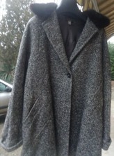 Cappotto in tweed di lana donna Gades fine anni '70,collo in pelliccia di visone