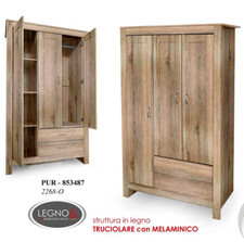 Armadio Guardaroba 3 Ante battenti 2 CAS Appendiabiti ROVERE MARRONE 109*52*H180