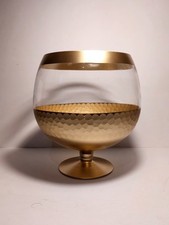  Porta Candela Moderno Grande In Vetro A Forma Di Calice Con Decorazioni Dorate