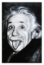 Albert Einstein - Quadro In Olio Dipinto A Mano Su Tela Firmato 90x60cm G06606
