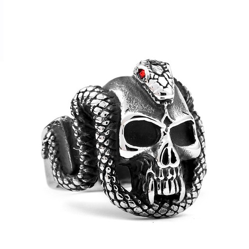 Anello teschio serpente cobra - teschio,