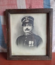 Militaria WW1 Quadretto FOTOGRAFIA Soldato con cornice d’epoca 1 Guerra Mondiale