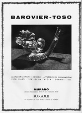 PUBBLICITA' 1942 BAROVIER TOSO VETRI D'ARTE MURANO LUMACA CHIOCCIOLA