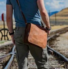 Borsa a mano da uomo in vera pelle vintage per laptop messenger valigetta