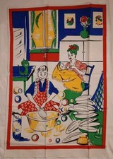 Divertente Strofinaccio Canovaccio Cotone Vintage Raro