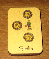 CALAMITA FRIGO SICILIA Carte Siciliane TRE Oro in legno - fridge magnet Sicily