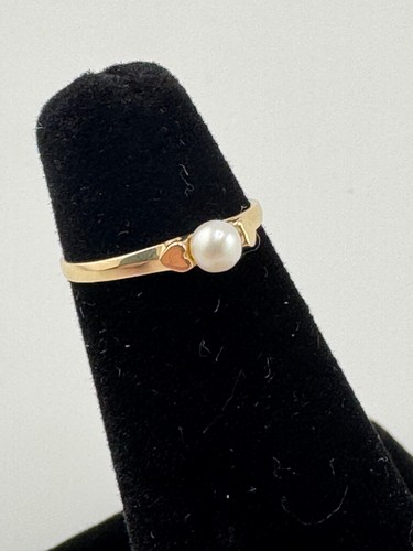 Anello cuore perla 14k - 14k, mignolo