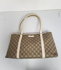 Borsa a tracolla Gucci GG Supreme usata 114595 beige bianca pelle PVC 22809