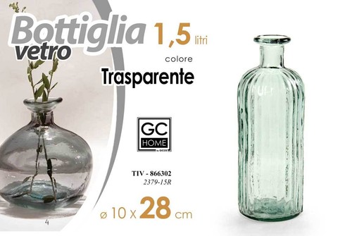 Vaso bottiglia vetro fiori - vetro,