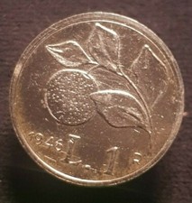 630-MONETA DA 1 LIRA DEL 1946 ARANCIA Fac-Simile REPUBBLICA ITALIANA