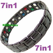 TITANIO Bracciale Energia Magnetica Braccialetto Potenza Salute Bio 7in1 Bio Nero 