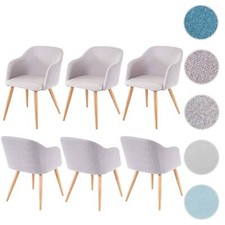 Set 6 sedie sala da pranzo HWC-D71, sedia poltrona, retrò, braccioli tessuto/tessuto