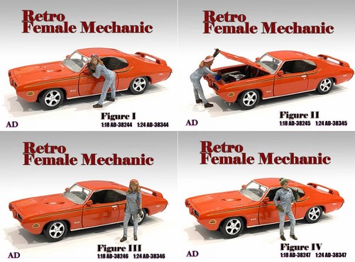 Retro female mechanic set - mechanic, 4
