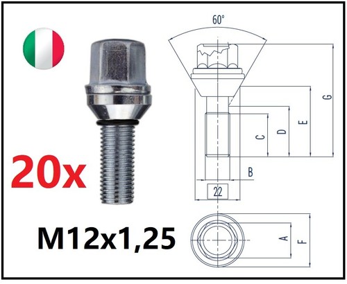 Bulloni flottanti m12x1 25 - flottanti, m12x1,25