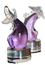 Coppia cinese MURANO sculture in vetro viola, epoca Seguso, Italia