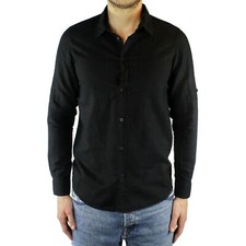 Camicia Uomo Lino Nera Slim
