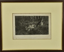 ANTONINO LETO (1834- 1913) Nel Bosco di Portici  Incisione Opera Stampa Gilardi