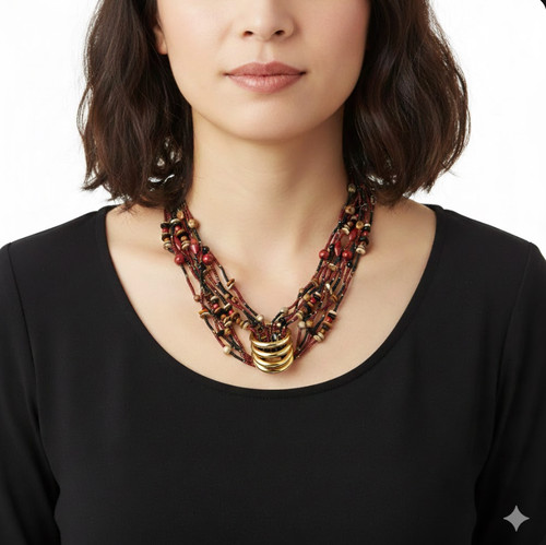 Collana perline con anelli - di,