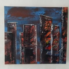 Quadro moderno dipinto a mano  Sky Line smalti Ed Acrilico Su Tela 70x74x5 