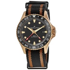 Nuovo Orologio Uomo Hamilton Khaki Navy Scuba Auto GMT Quadrante Nero Tessuto H82565930