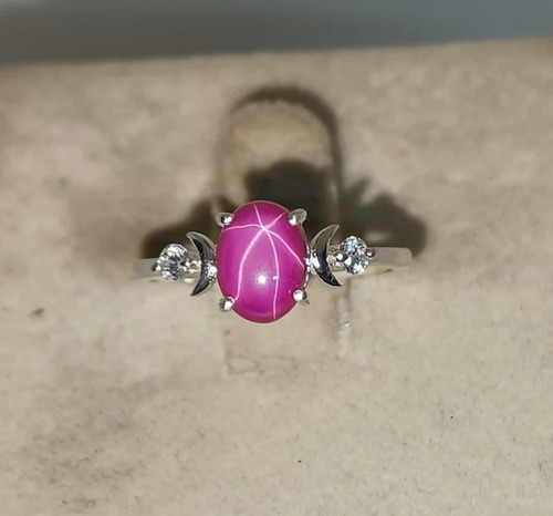 Anello mezza luna rosa stella - rosa,