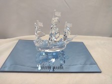Statuina SWAROVSKI Santa Maria con specchio barca a vela Colombo di Stamey ritirata