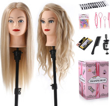 Testa per Parrucchieri 70% Veri Capelli Testina Parrucchiere,Manichino Cosmetolo