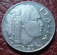 1940-R ITALY 20 CENTESIMI IN