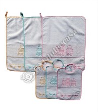 SET 3 BAVAGLINI+3 ASCIUGAMANI PER ASILO E SCUOLA MATERNA BAMBINO BAMBINA