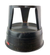 Sgabello vintage industriale Cramer Kik-Step metallo a gradini nero metà secolo