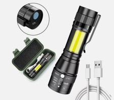 MINI TORCIA MILITARE TATTICA LED T6 RICARICABILE USB LUCE POTENTE ZOOM 300 METRI