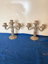 COPPIA CANDELABRI D'EPOCA IN PELTRO 