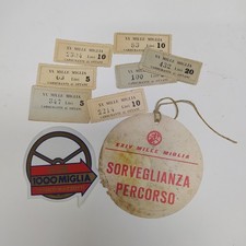 Lotto di tagliandi carburante, adesivo e cartellino sorveglianza Mille Miglia