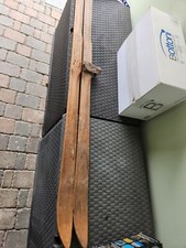 Antichi Sci In Legno Con Racchette  Vintage Old Antique Firmati A Fuoco 180cm