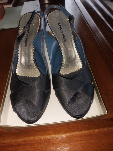 Scarpe raso blu 39 tacco - raso,