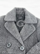 Cappotto donna Guess taglia small doppiopetto grigio misto lana stile corto foderato