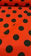 LICRA FANTASIA POIS NERI SU ROSSO -TESSUTI PER DANZA E SPETTACOLI A METRAGGIO