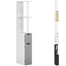 kleankin Mobile Colonna Bagno con 2 Ripiani e 2 Armadietti