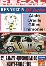 DECAL RENAULT 5 GT TURBO A.OREILLE R. MONTECARLO 1989 10th (01)