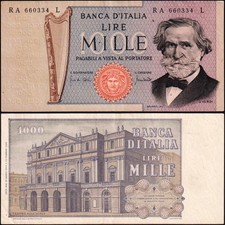 ITALIA - Italy 1000 lire Verdi II tipo 1969 XF