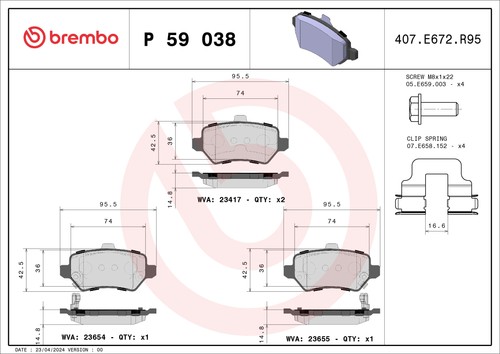 Per brembo 038 pastiglie - per, p